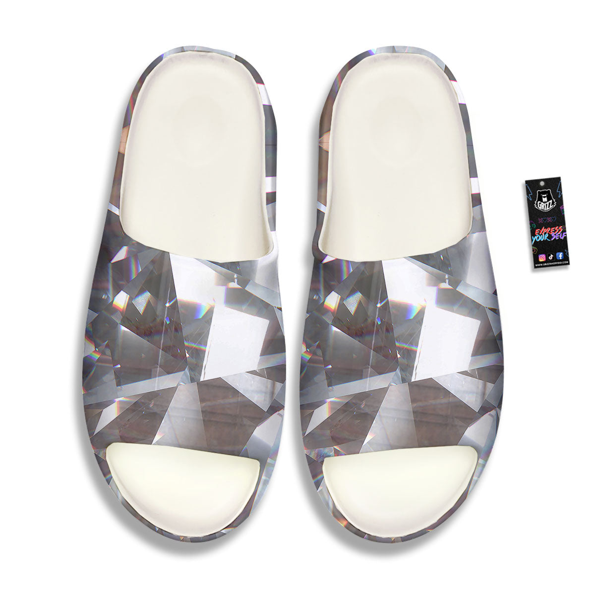 Glitter Texture Diamond Print Sandals-grizzshop