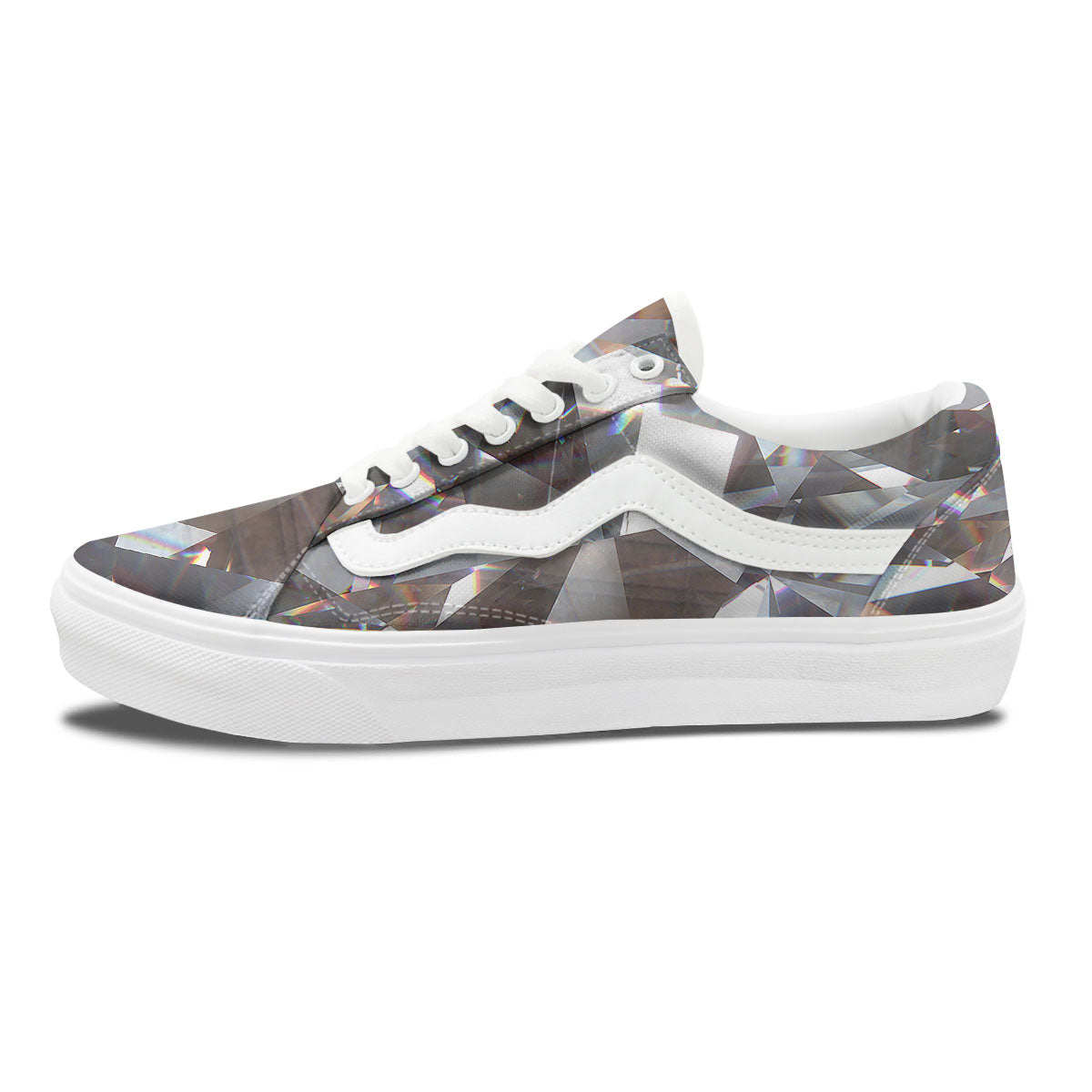 Glitter Texture Diamond Print Skate Shoes-grizzshop