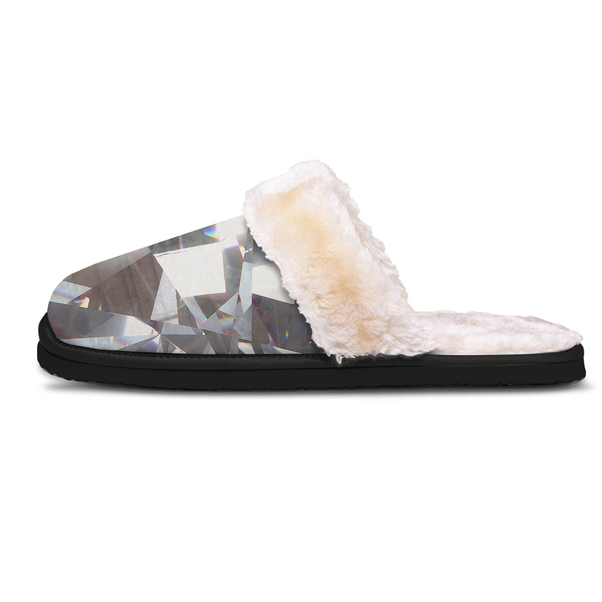 Glitter Texture Diamond Print Slippers-grizzshop