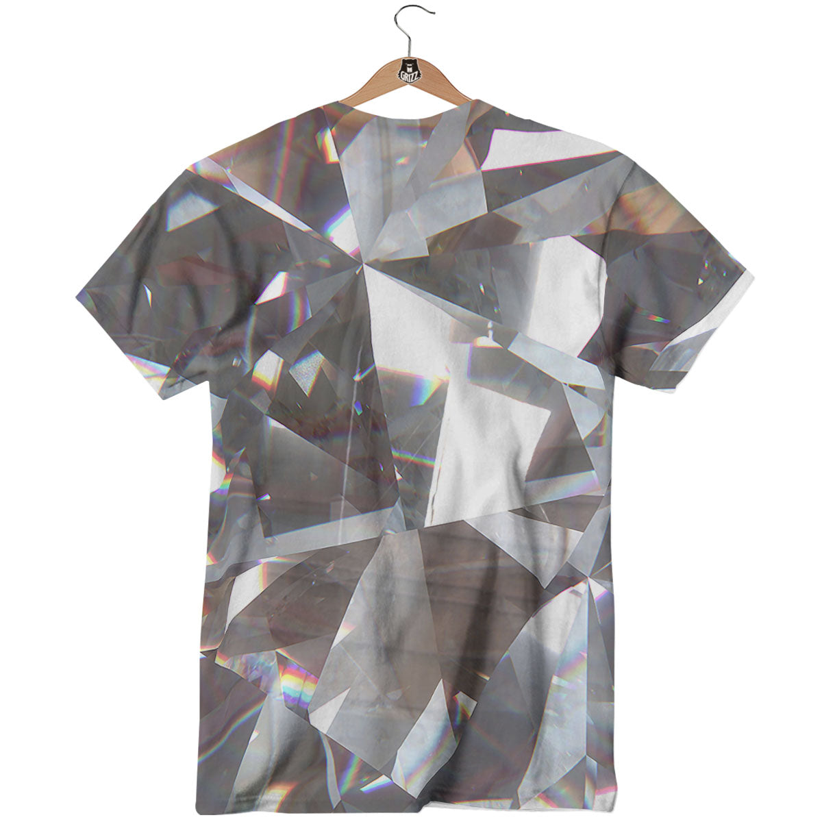 Glitter Texture Diamond Print T-Shirt-grizzshop