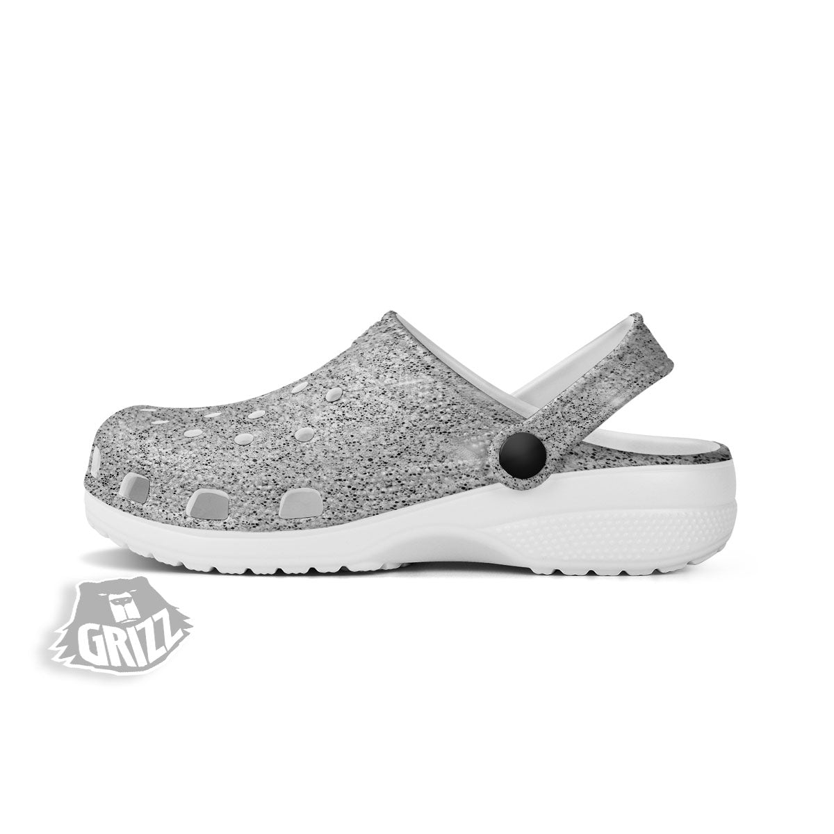 Glitter Texture Light Silver Print Clog-grizzshop