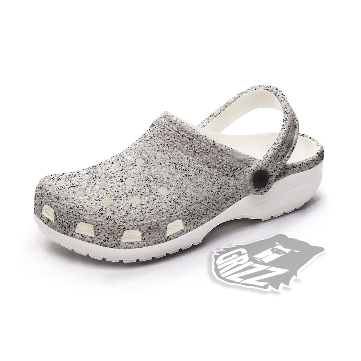 Glitter Texture Light Silver Print Clog-grizzshop