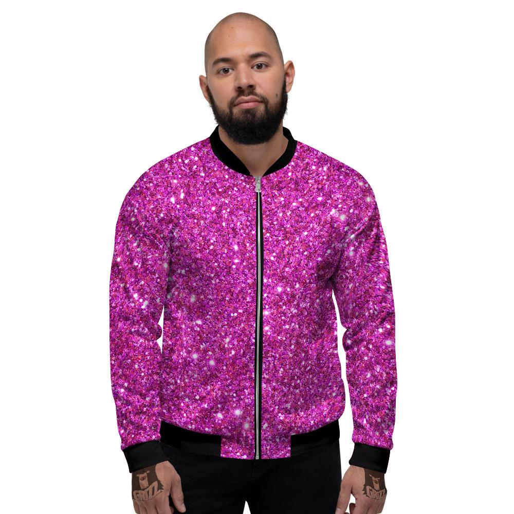 Glitter Artwork Magenta Pink Print Men's Bomber Jacket-grizzshop
