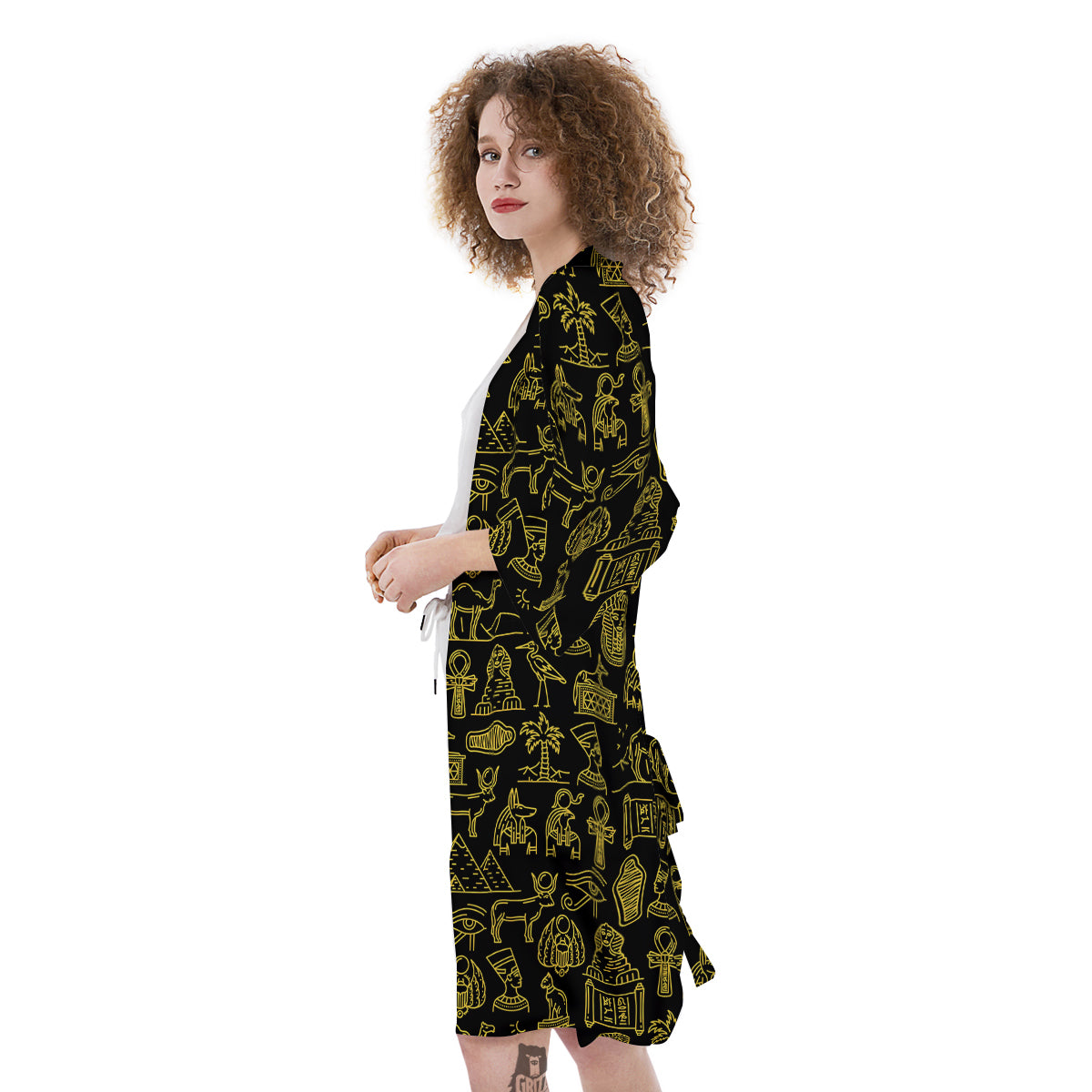 Glod Ancient Egyptian Print Pattern Kimono-grizzshop