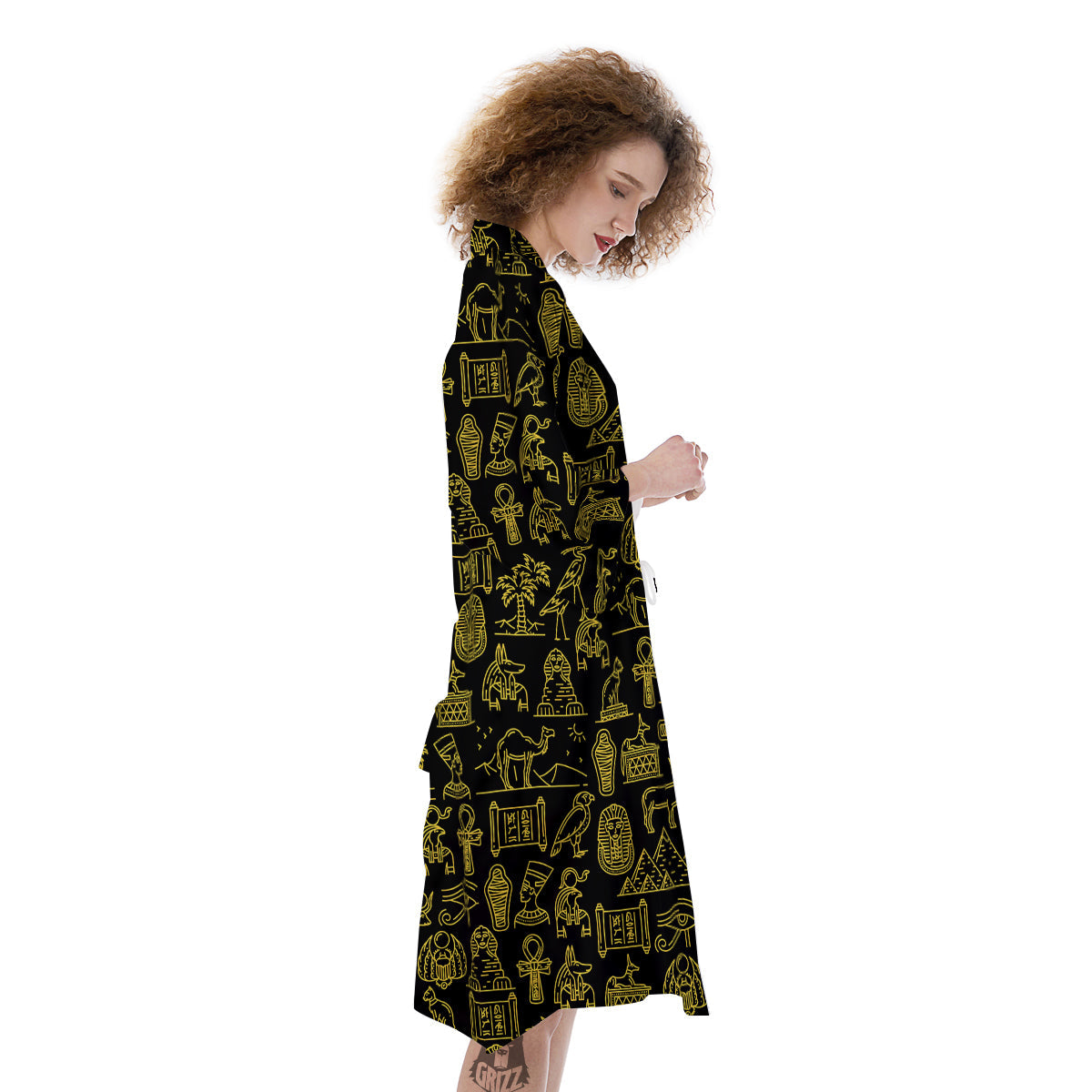Glod Ancient Egyptian Print Pattern Kimono-grizzshop