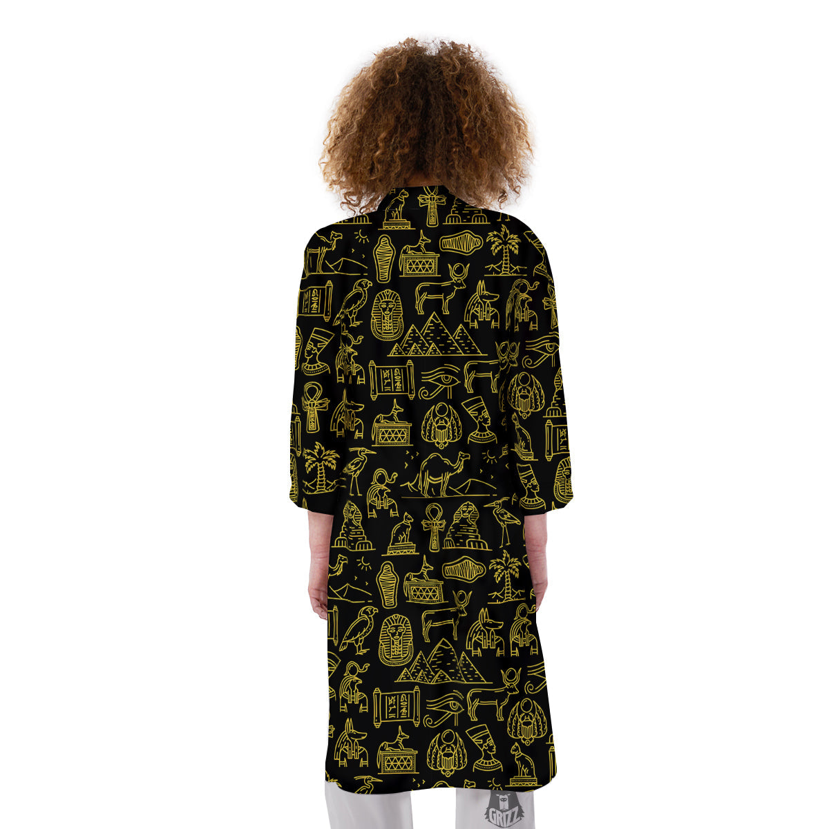 Glod Ancient Egyptian Print Pattern Kimono-grizzshop