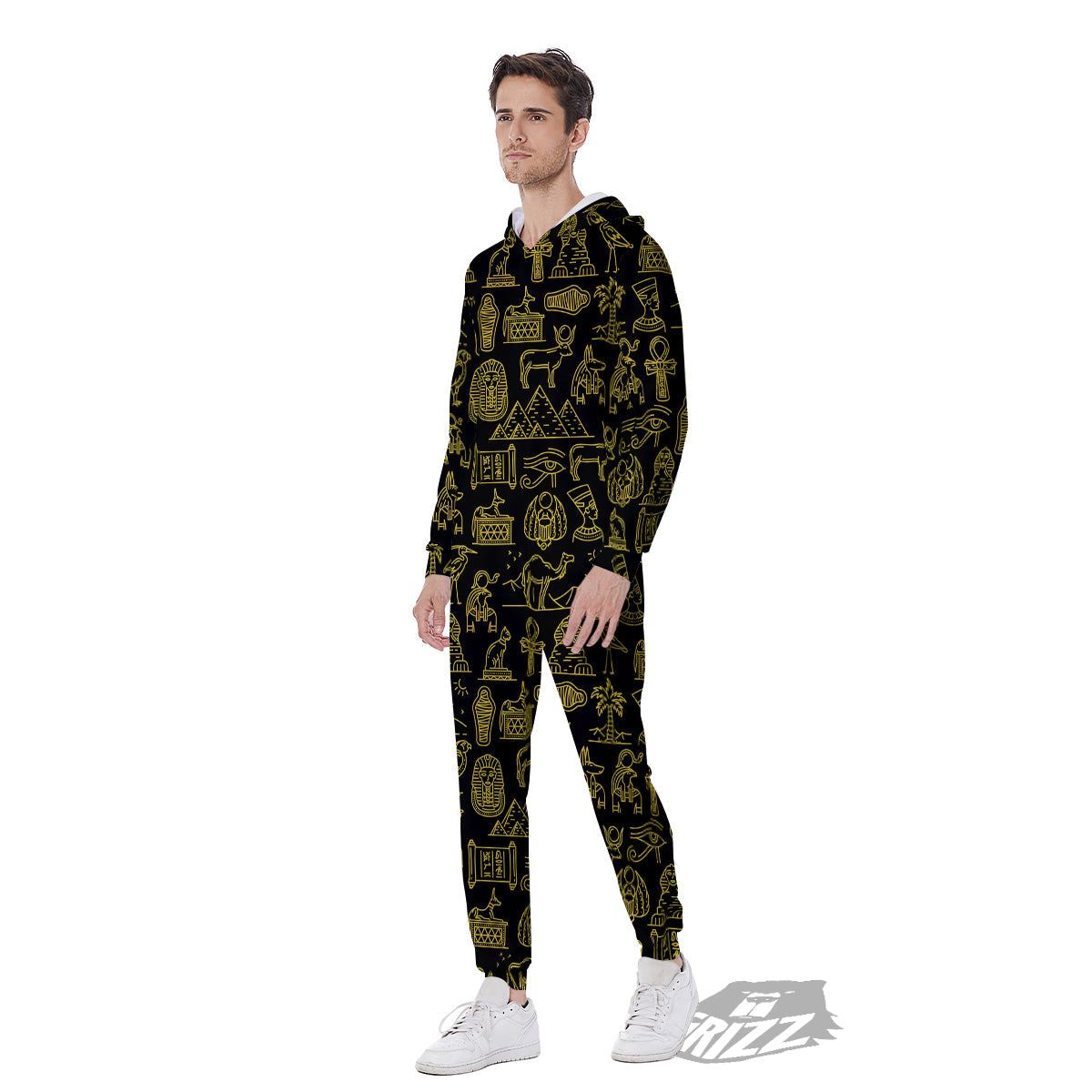 Glod Ancient Egyptian Print Pattern Men's Jumpsuit-grizzshop