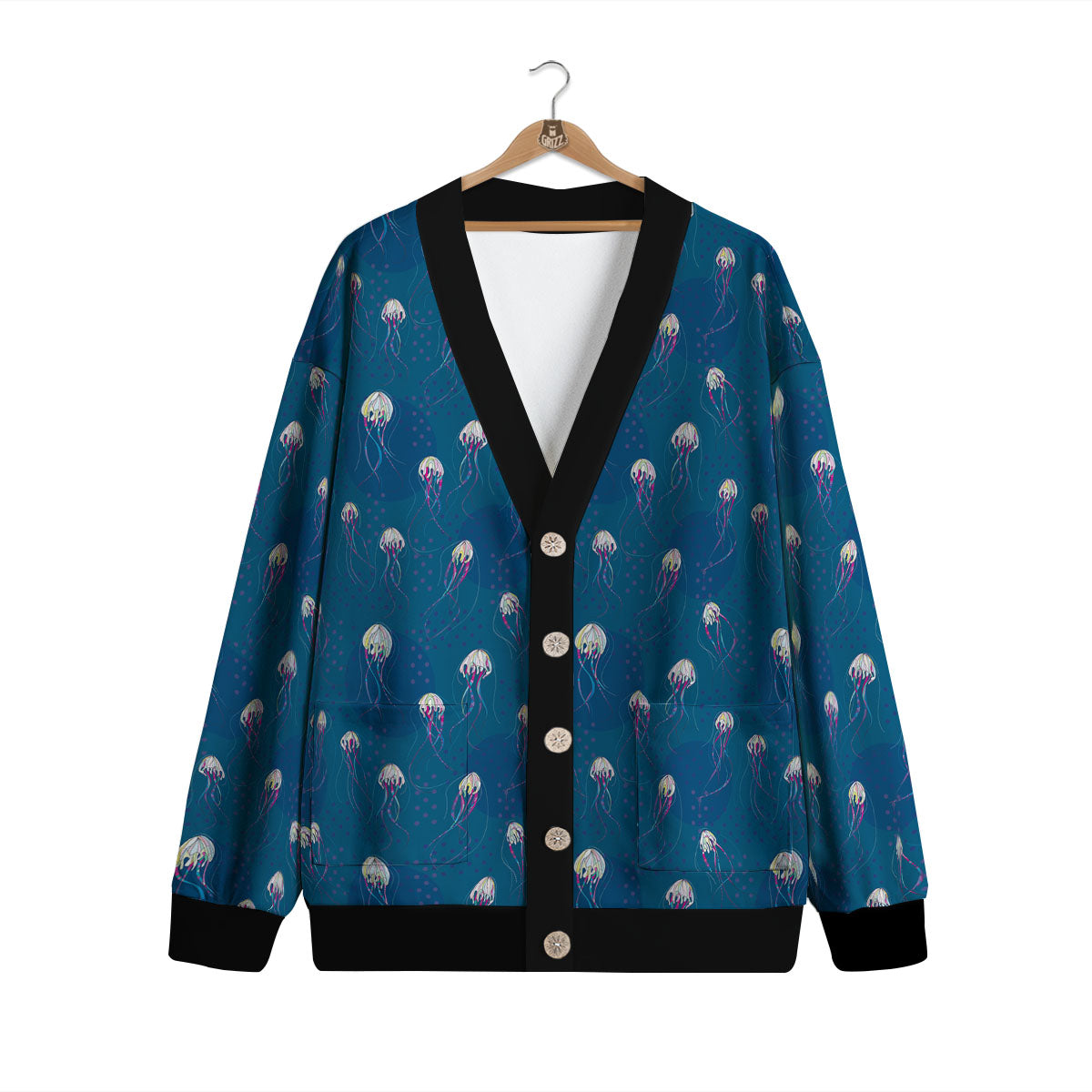 Glowing Jellyfish Print Pattern Cardigan-grizzshop