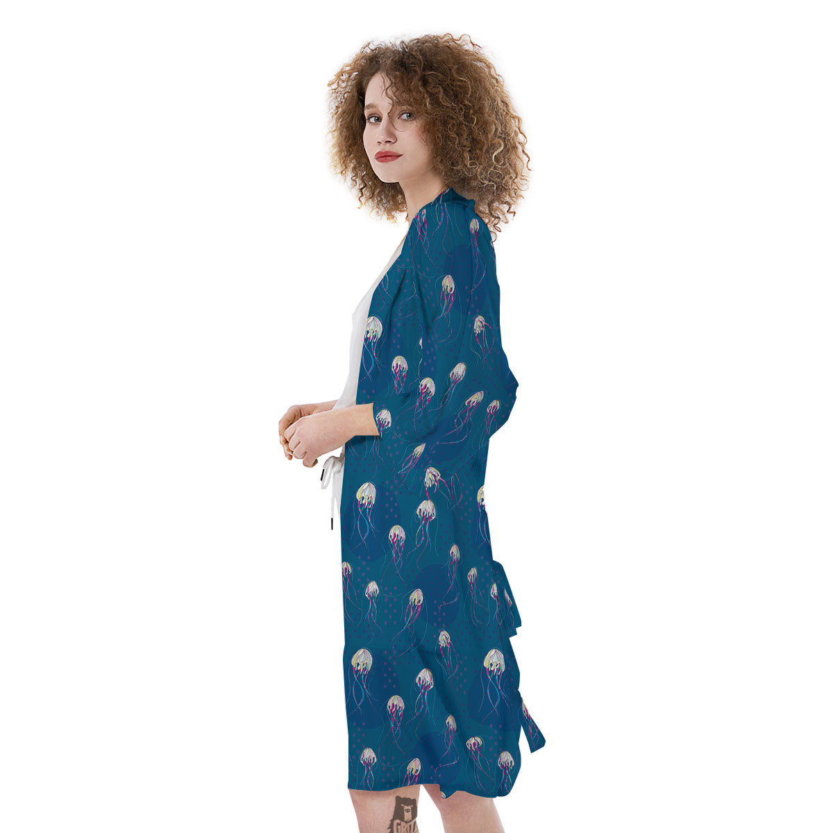 Glowing Jellyfish Print Pattern Kimono-grizzshop