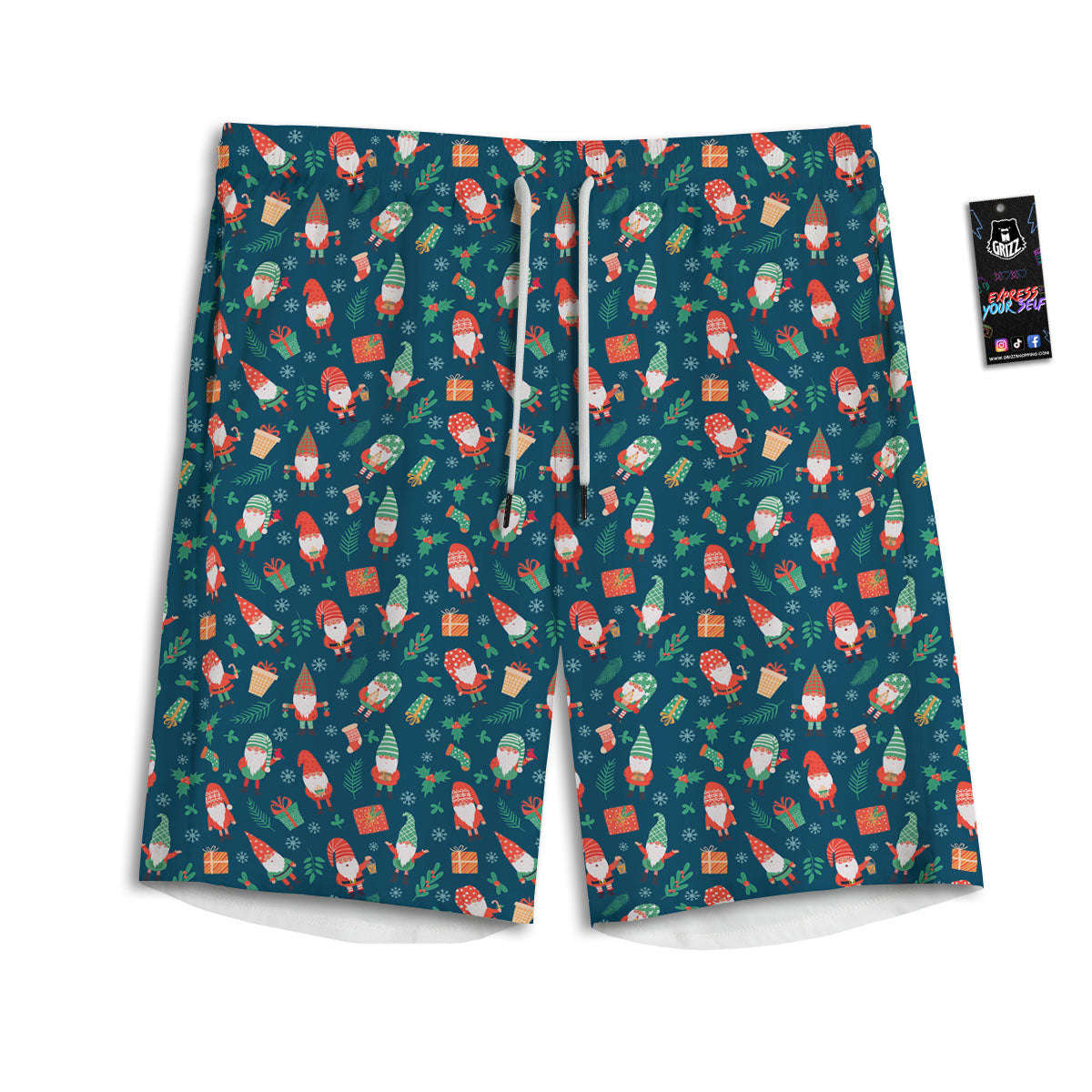 Gnomes Christmas Print Pattern Men's Athletic Shorts