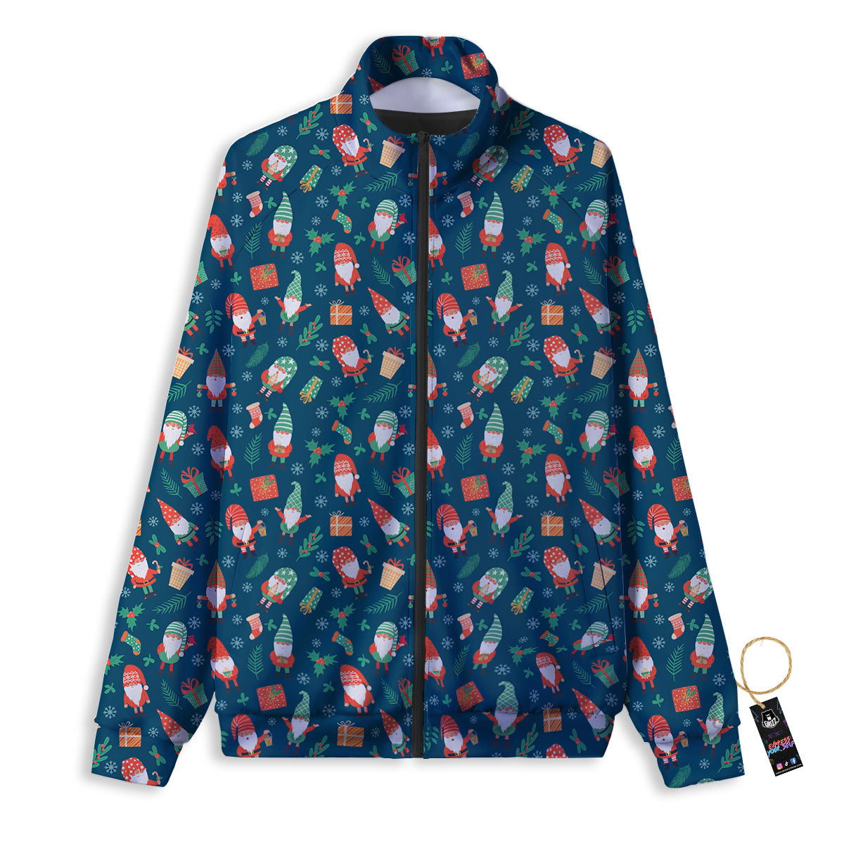 Gnomes Christmas Print Pattern Track Jacket-grizzshop