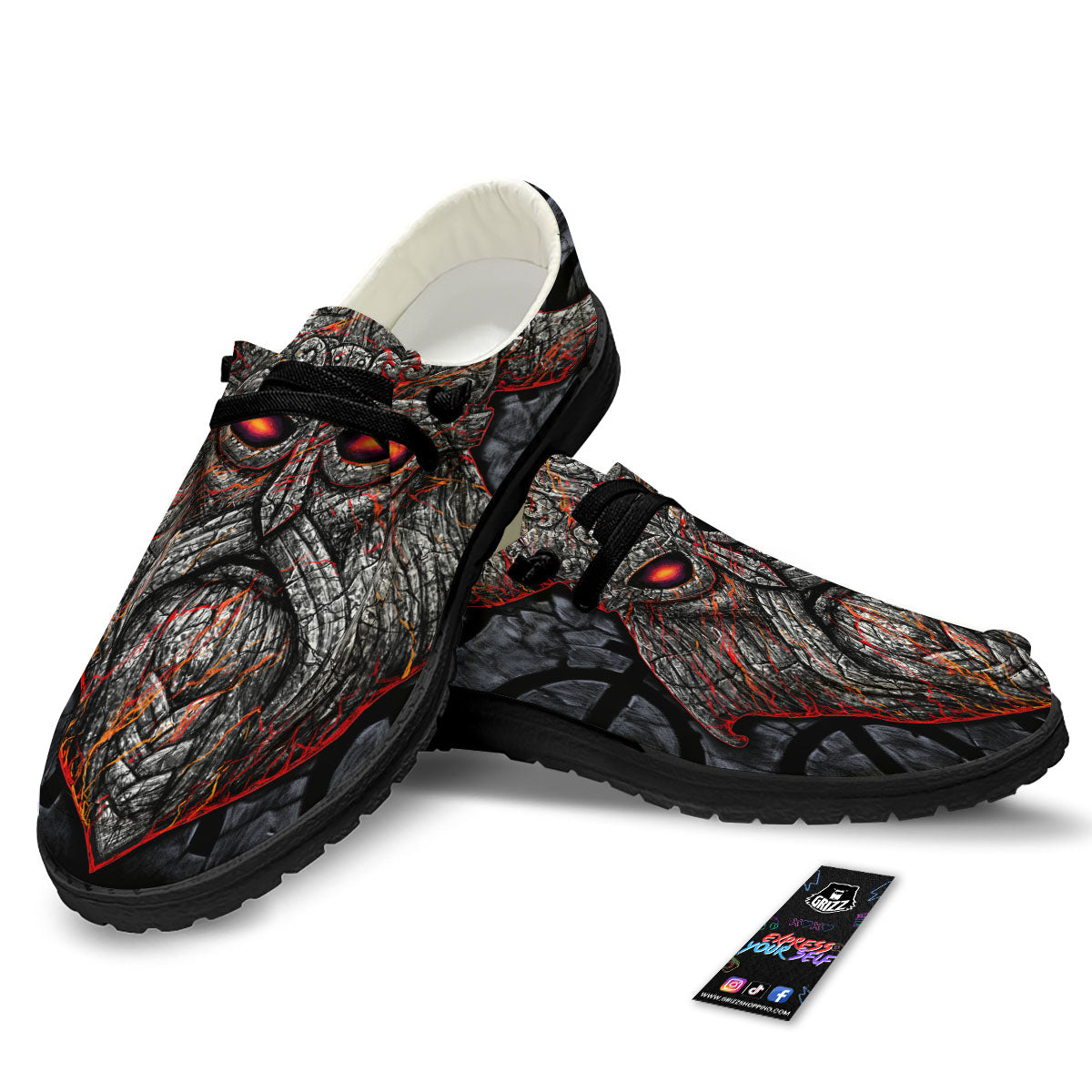 God Odin Ancient Viking Norse Print Black Loafers-grizzshop