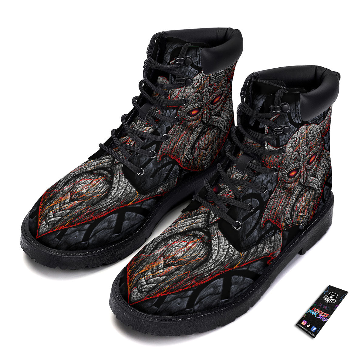 God Odin Ancient Viking Norse Print Boots-grizzshop