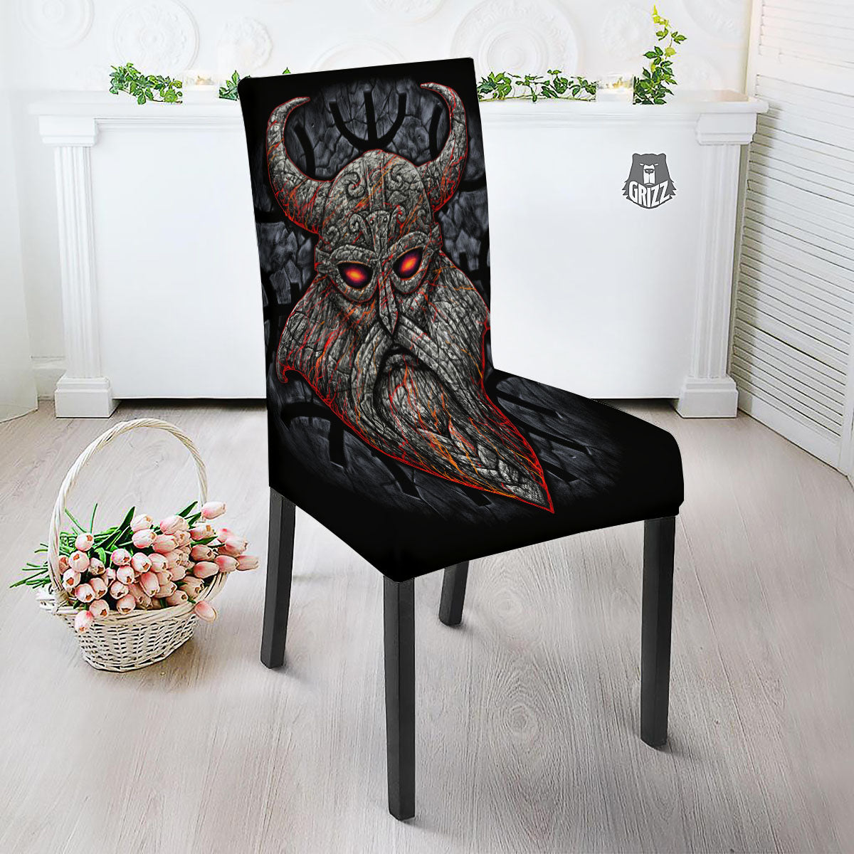 God Odin Ancient Viking Norse Print Dining Chair Slipcover-grizzshop