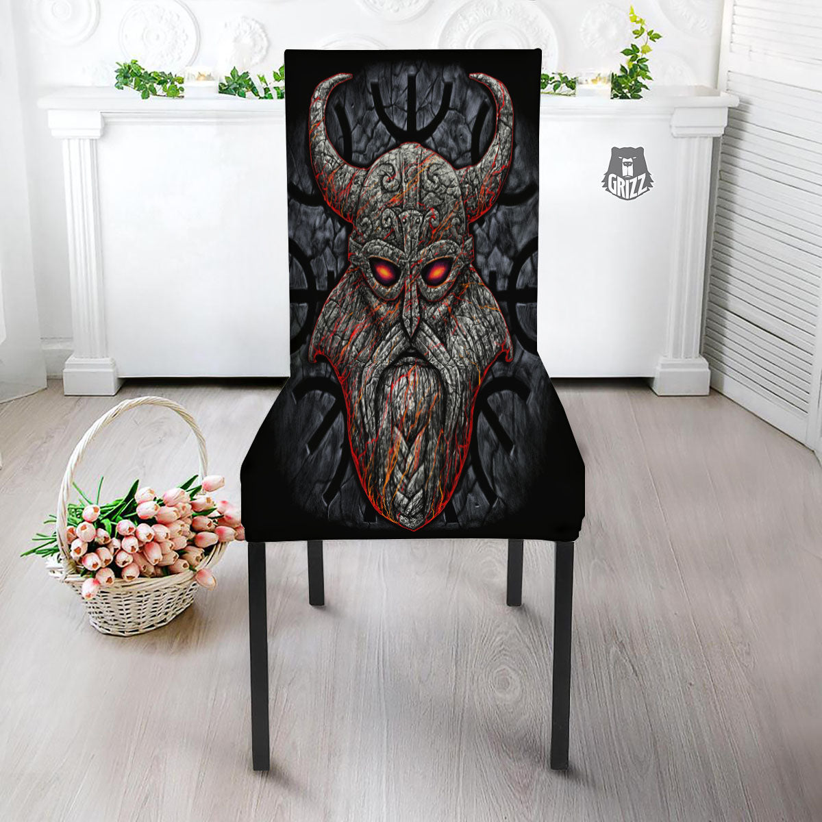 God Odin Ancient Viking Norse Print Dining Chair Slipcover-grizzshop