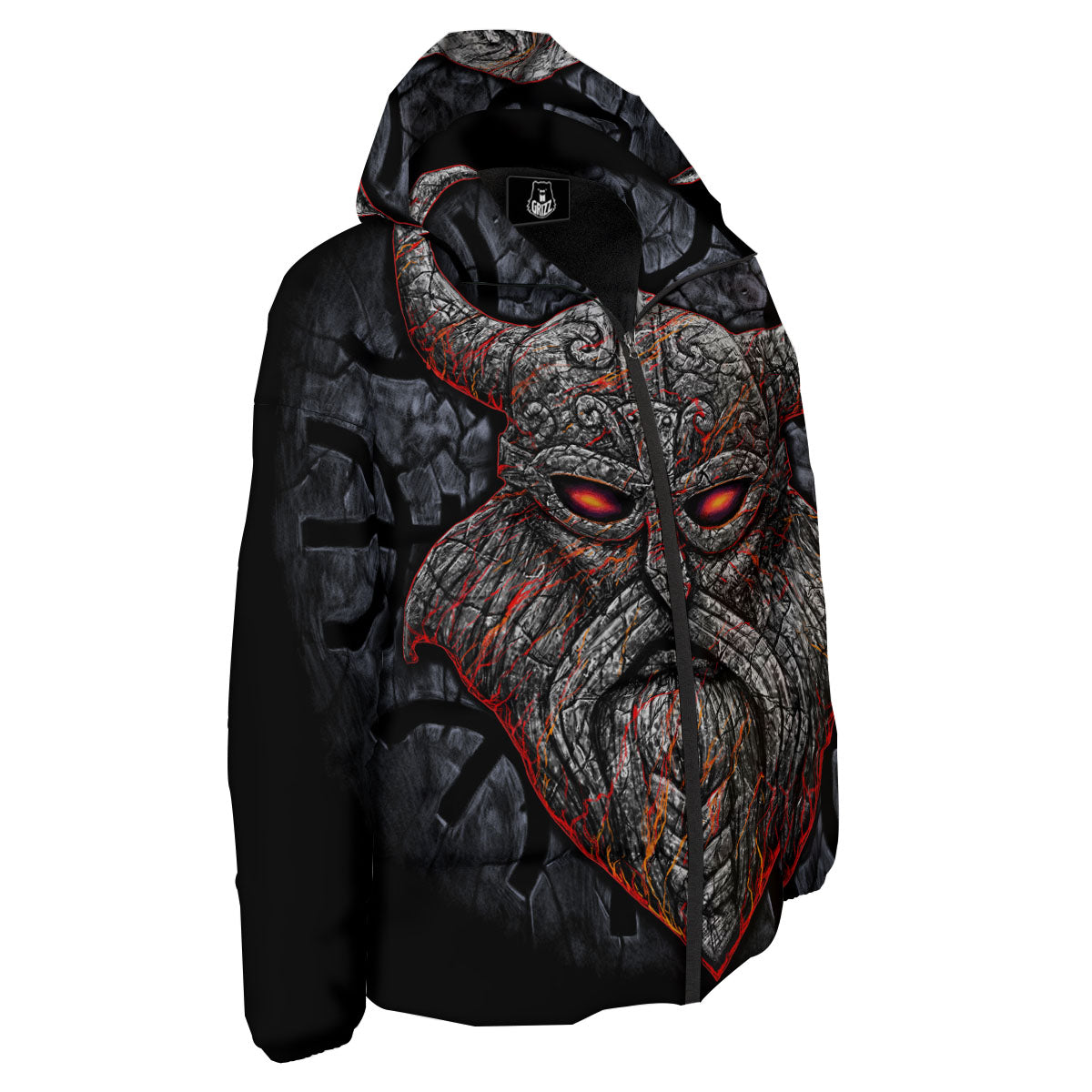 God Odin Ancient Viking Norse Print Down Jacket-grizzshop