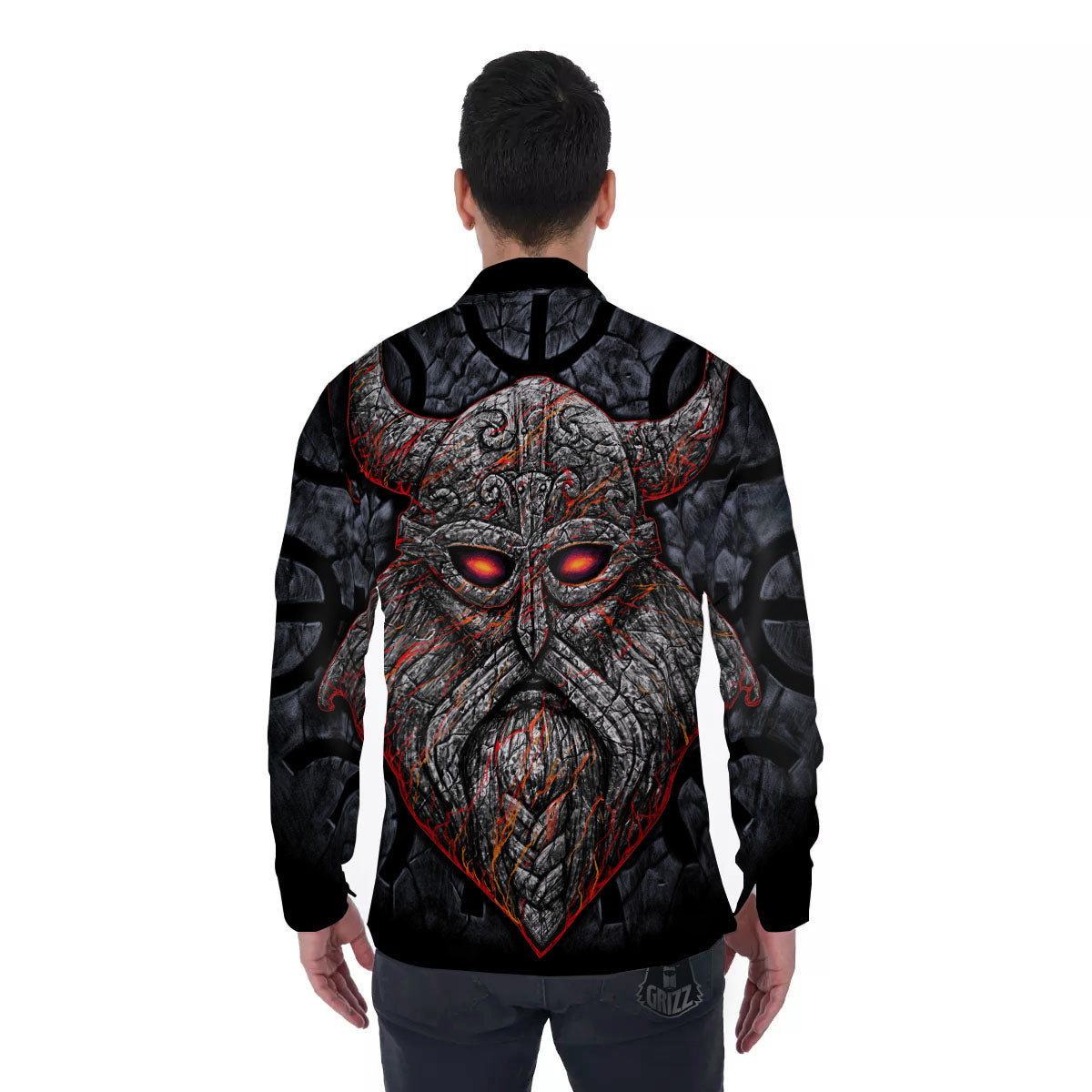 God Odin Ancient Viking Norse Print Men's Long Sleeve Shirts-grizzshop