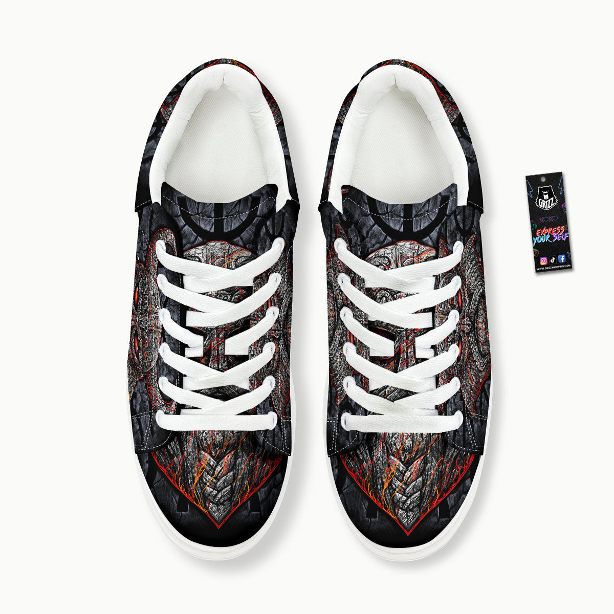 God Odin Ancient Viking Norse Print Platform Shoes-grizzshop