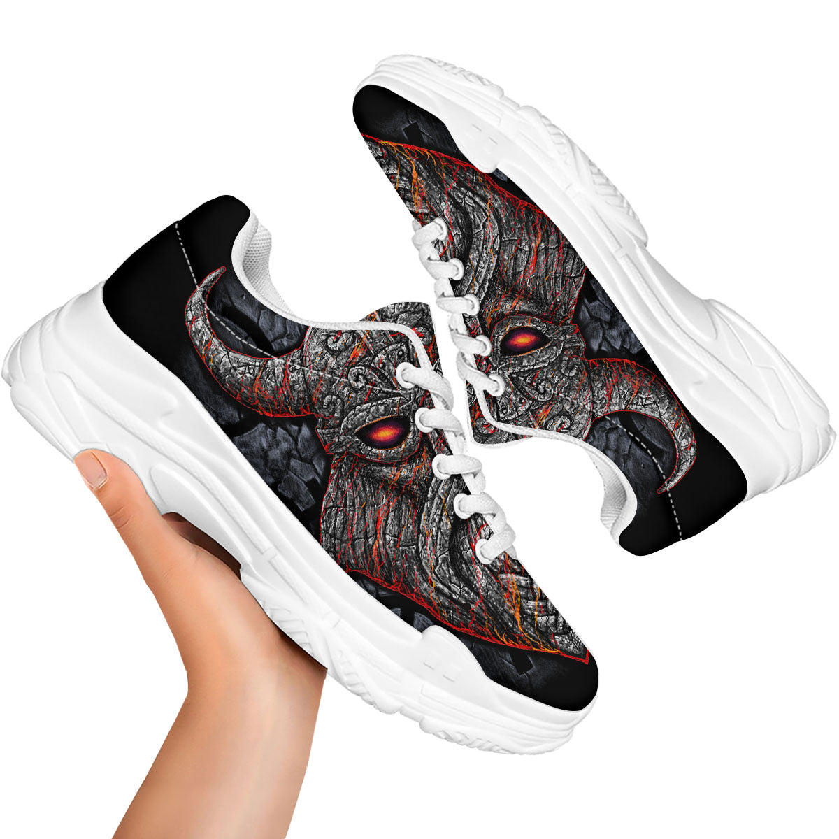 God Odin Ancient Viking Norse Print White Chunky Shoes-grizzshop