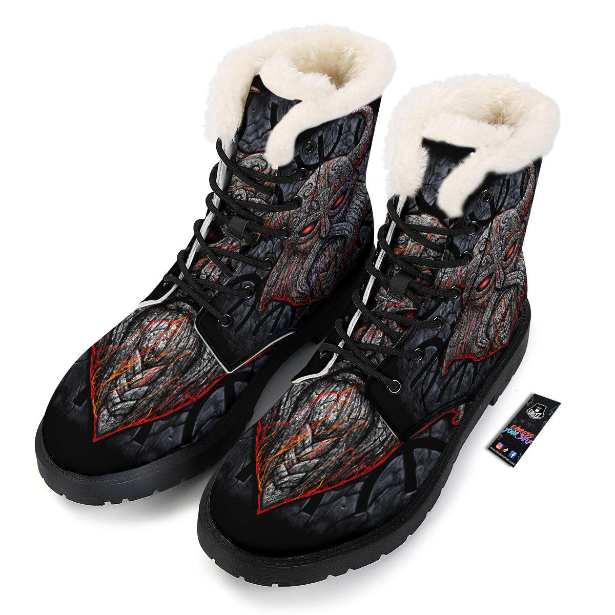 God Odin Ancient Viking Norse Print Winter Boots-grizzshop