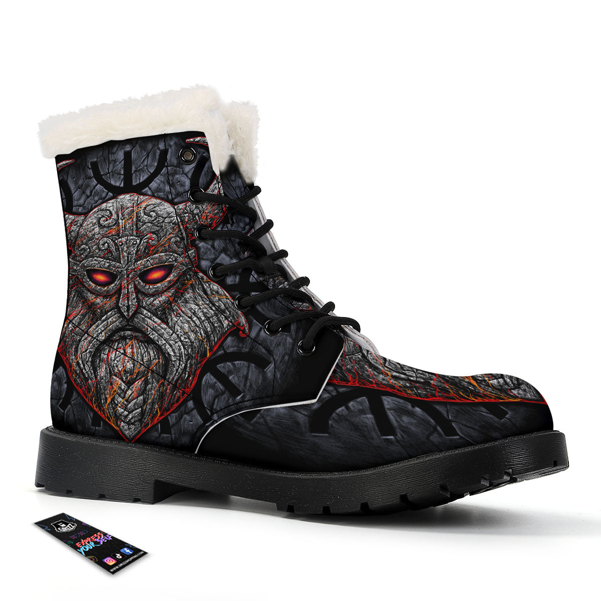 God Odin Ancient Viking Norse Print Winter Boots-grizzshop