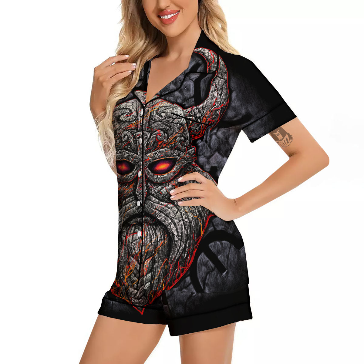 God Odin Ancient Viking Norse Print Women Silk Pajamas-grizzshop