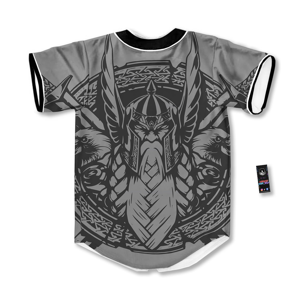 God Odin Grey Color Print Baseball Jersey-grizzshop
