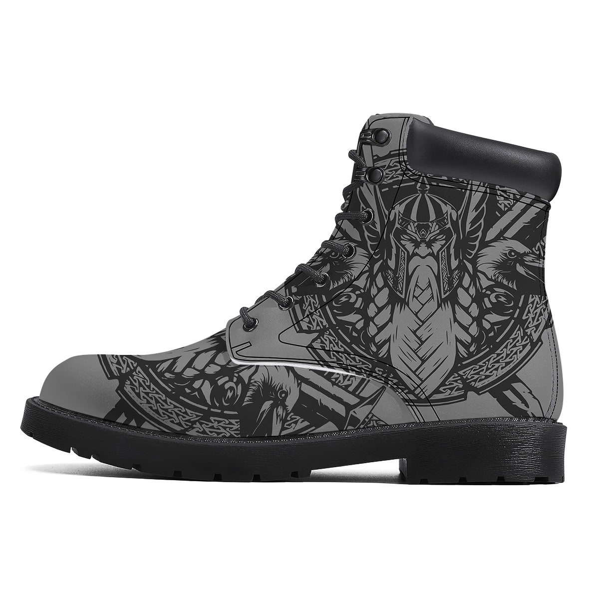 God Odin Grey Color Print Boots-grizzshop