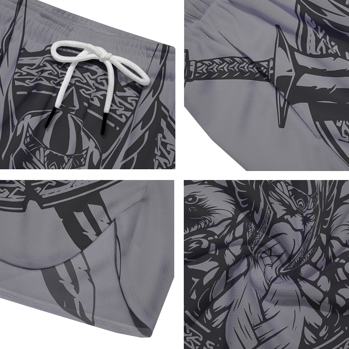God Odin Grey Color Print Men's Running Shorts-grizzshop