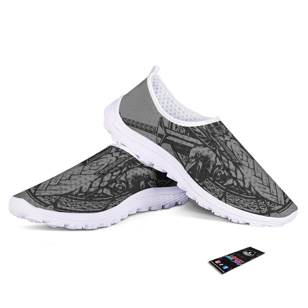 God Odin Grey Color Print Nurse Shoes-grizzshop