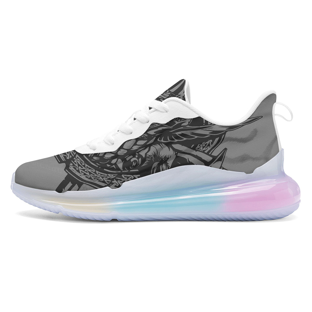 God Odin Grey Color Print Running Sneakers-grizzshop