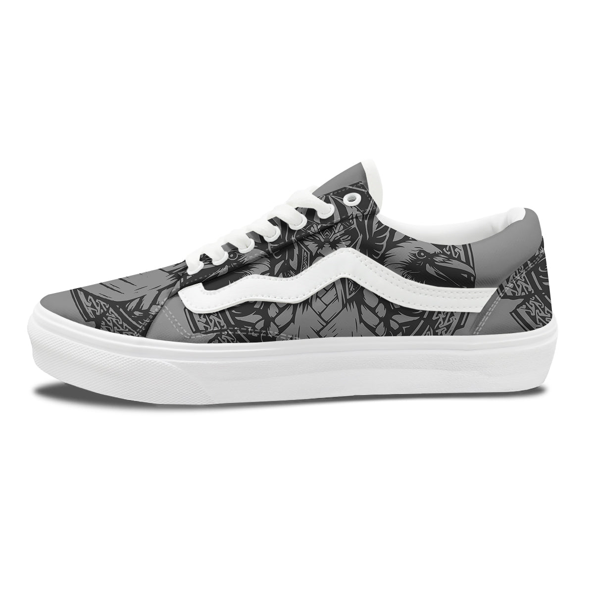 God Odin Grey Color Print Skate Shoes-grizzshop