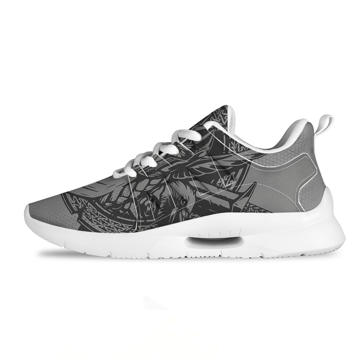 God Odin Grey Color Print Tennis Shoes-grizzshop