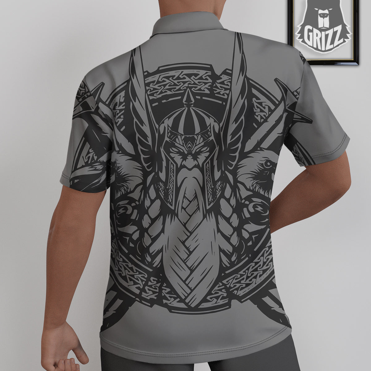 God Odin Grey Color Print Untucked Shirts-grizzshop