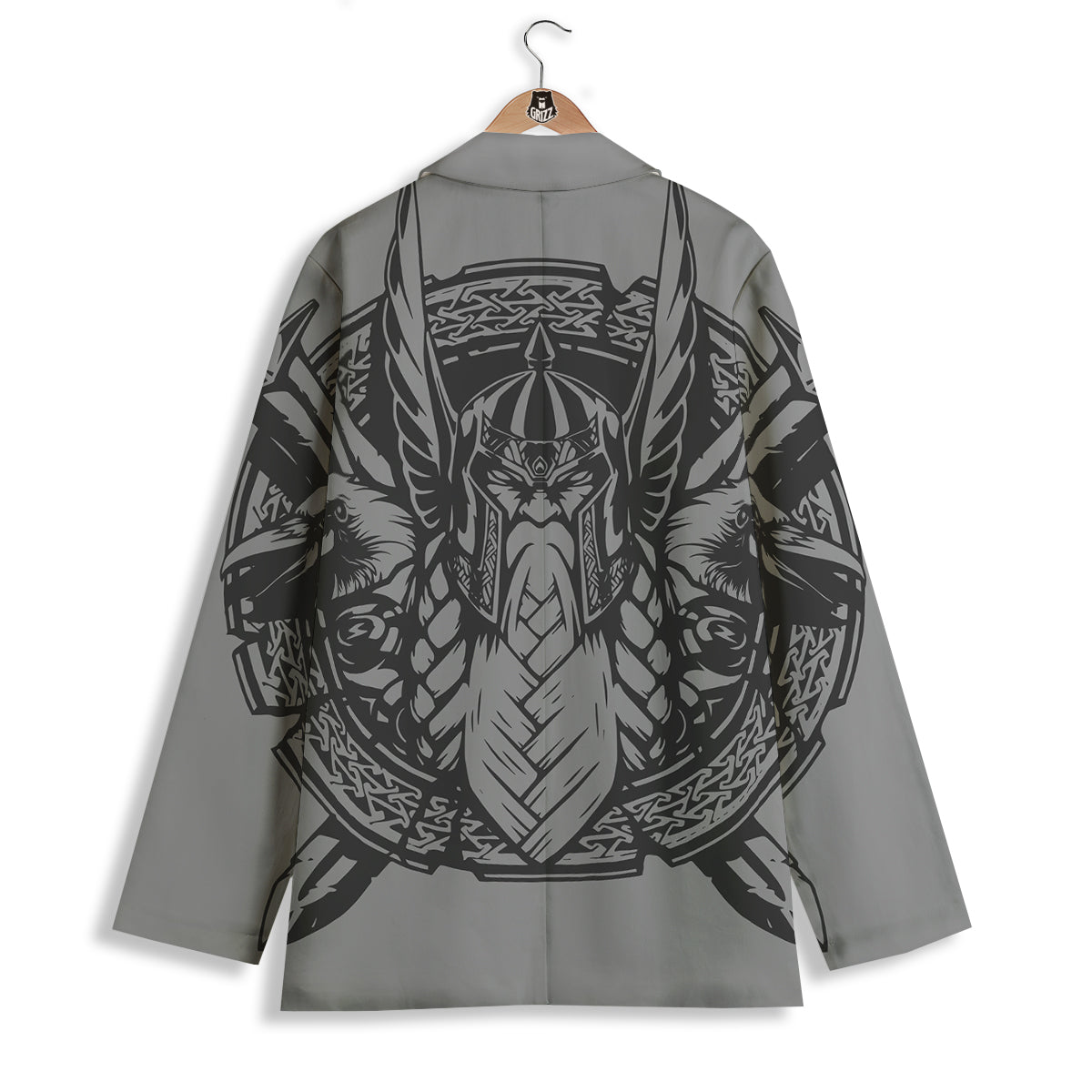 God Odin Grey Color Print Women's Blazer-grizzshop