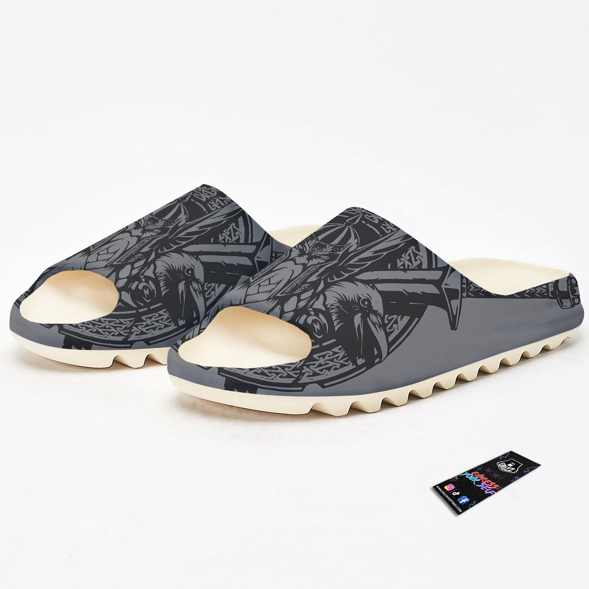 God Odin Grey Color Print Sandals-grizzshop