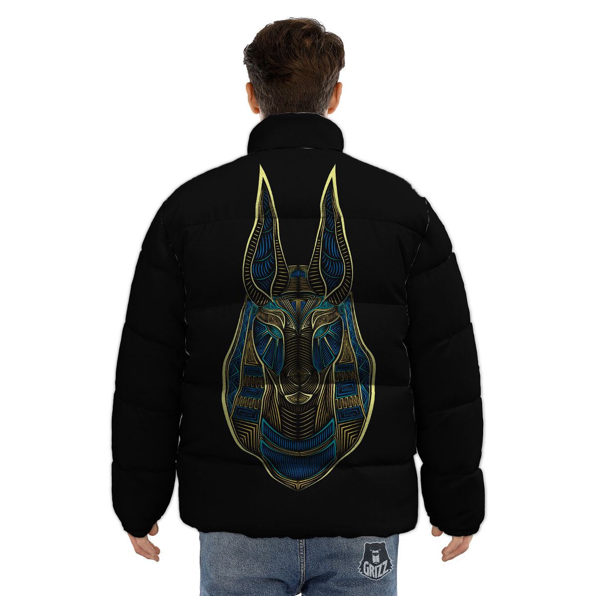 Gods Ancient Egyptian Print Puffer Jacket-grizzshop