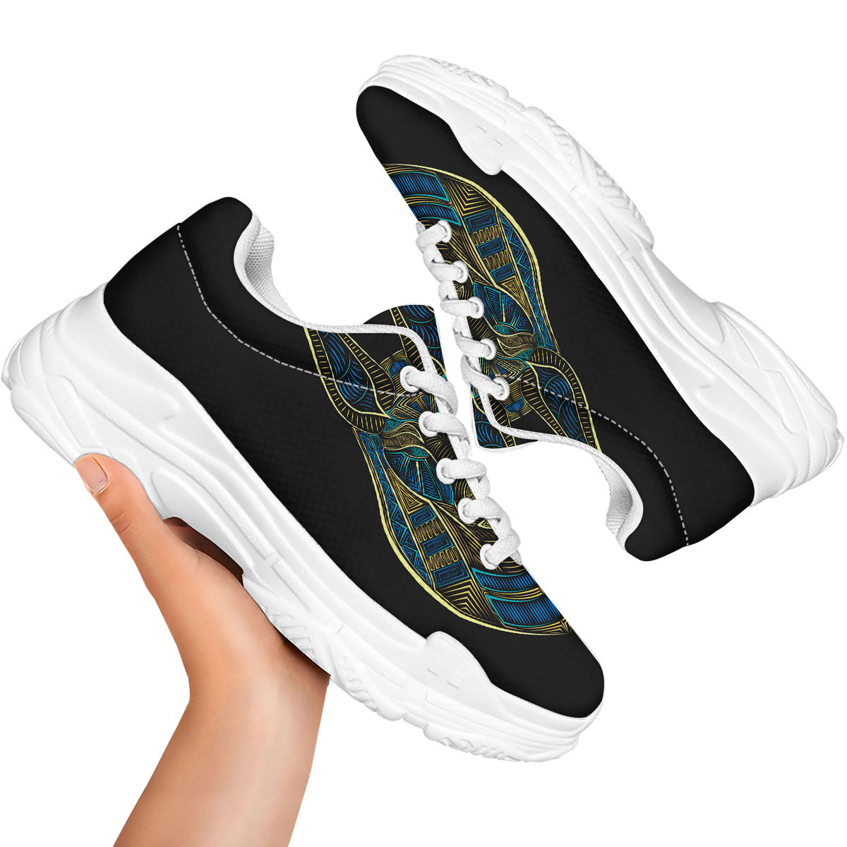 Gods Ancient Egyptian Print White Chunky Shoes-grizzshop