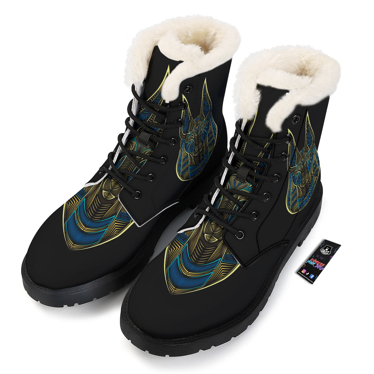 Gods Ancient Egyptian Print Winter Boots-grizzshop