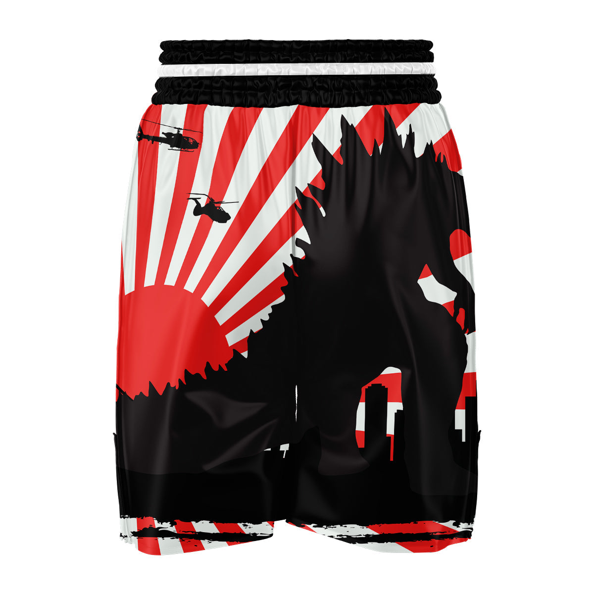 Godzilla Japanese Kamikaze Print Boxing Shorts-grizzshop