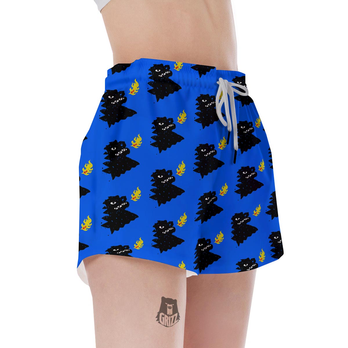 Godzilla Japanese Pattern Print Women's Shorts-grizzshop
