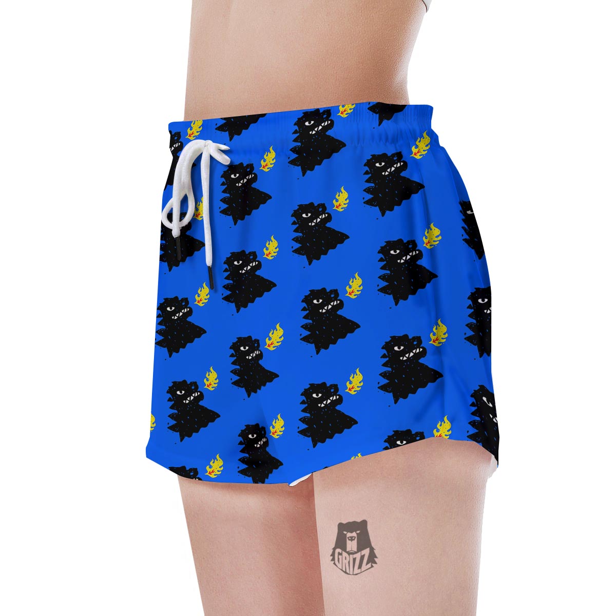 Godzilla Japanese Pattern Print Women's Shorts-grizzshop