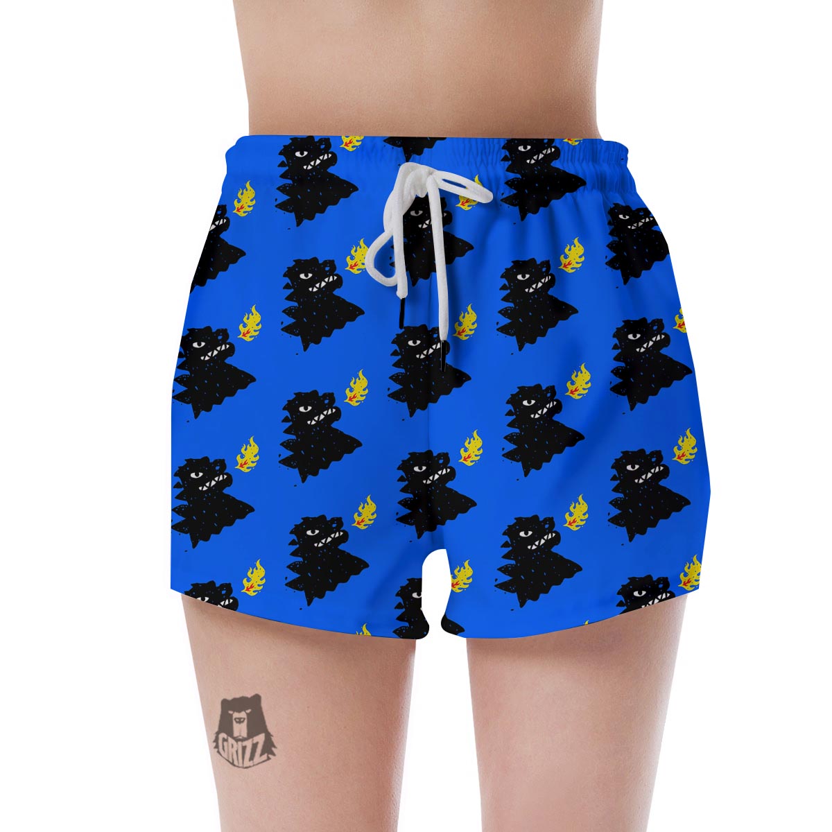 Godzilla Japanese Pattern Print Women's Shorts-grizzshop