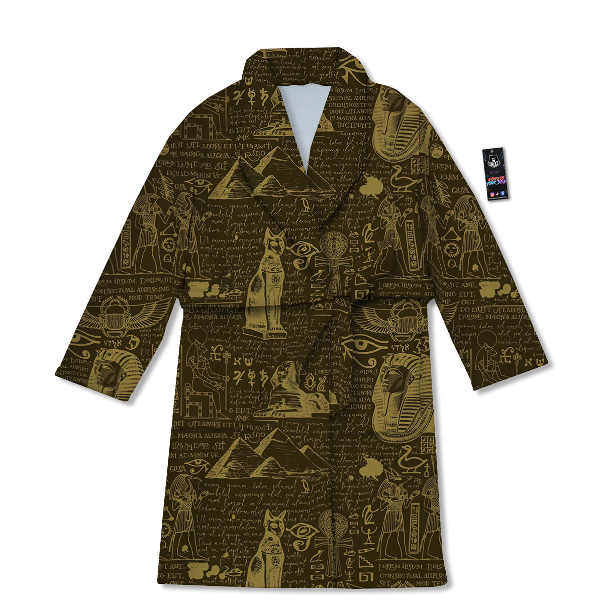 Gold Ancient Egypt Print Pattern Bathrobe-grizzshop