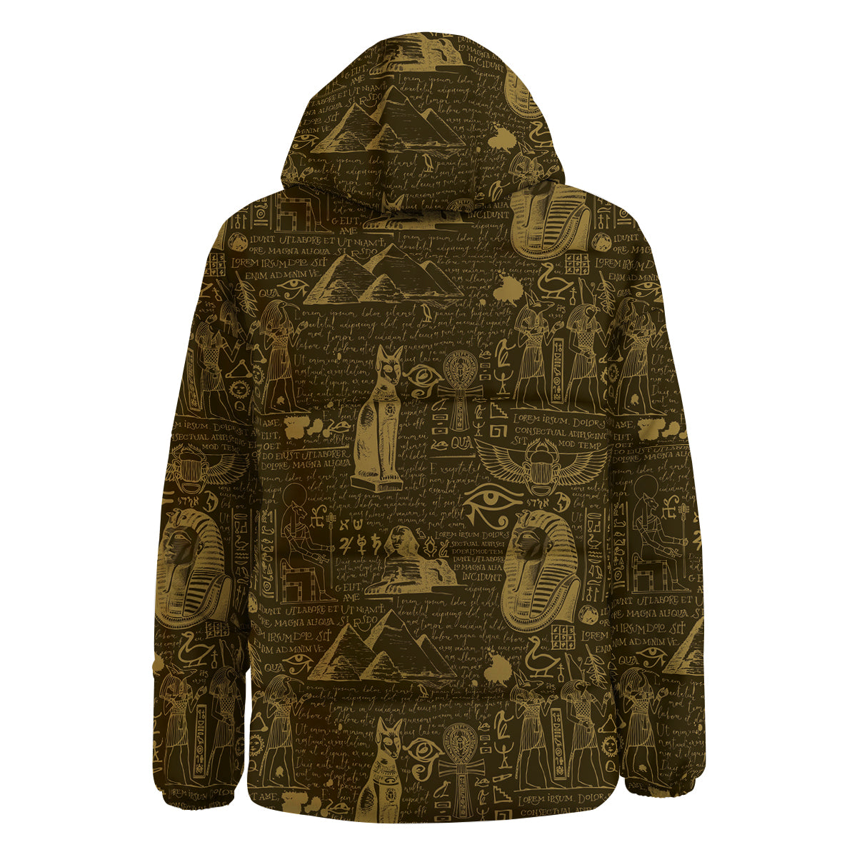 Gold Ancient Egypt Print Pattern Down Jacket-grizzshop