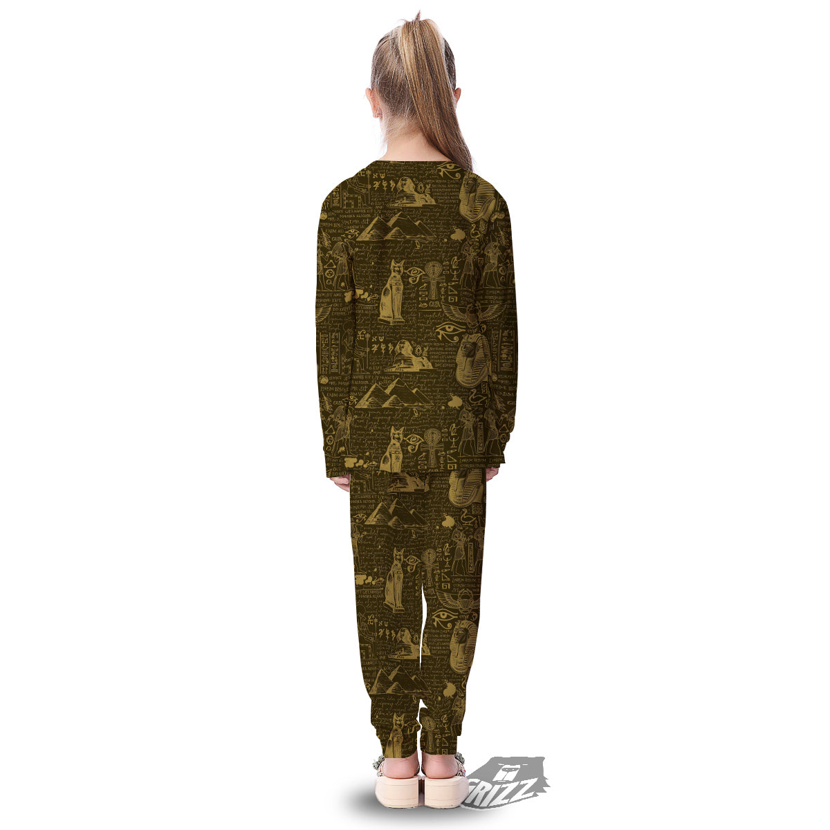 Gold Ancient Egypt Print Pattern Kid's Pajamas-grizzshop