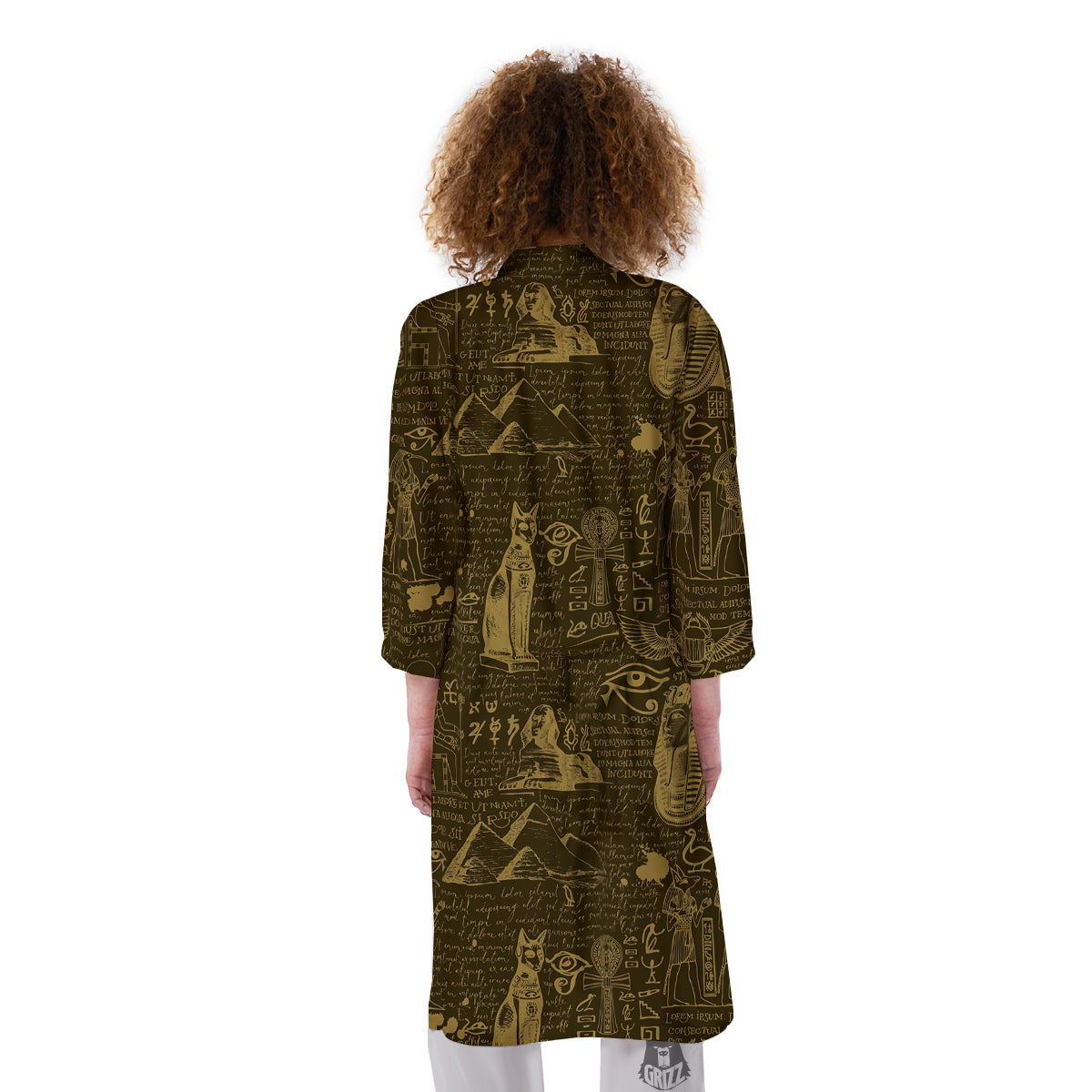Gold Ancient Egypt Print Pattern Kimono-grizzshop