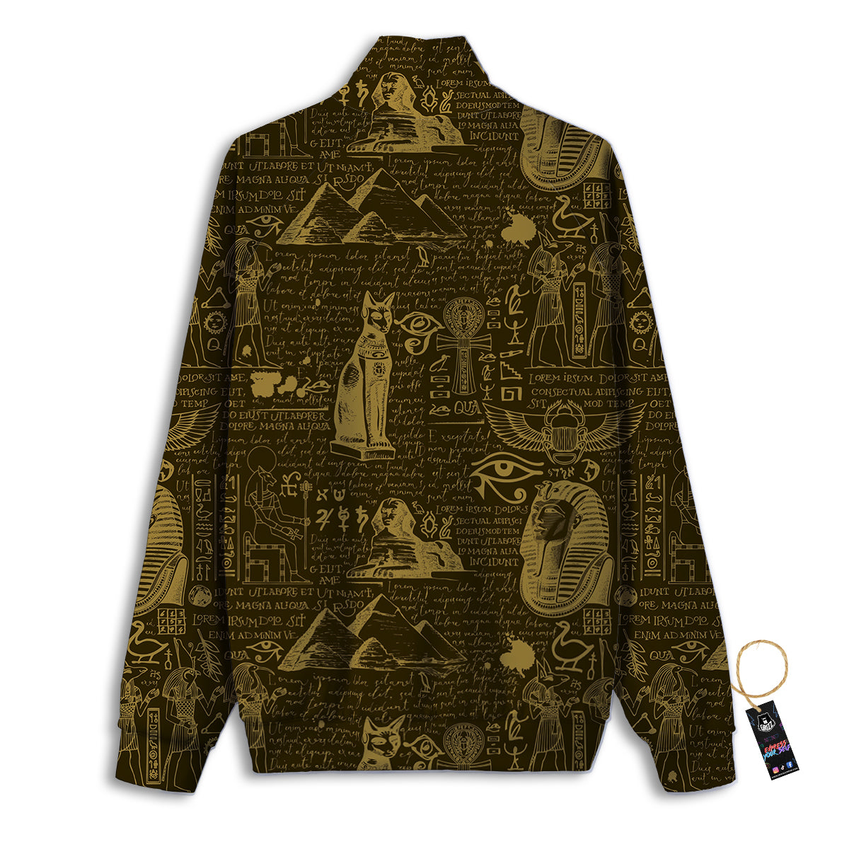 Gold Ancient Egypt Print Pattern Track Jacket-grizzshop