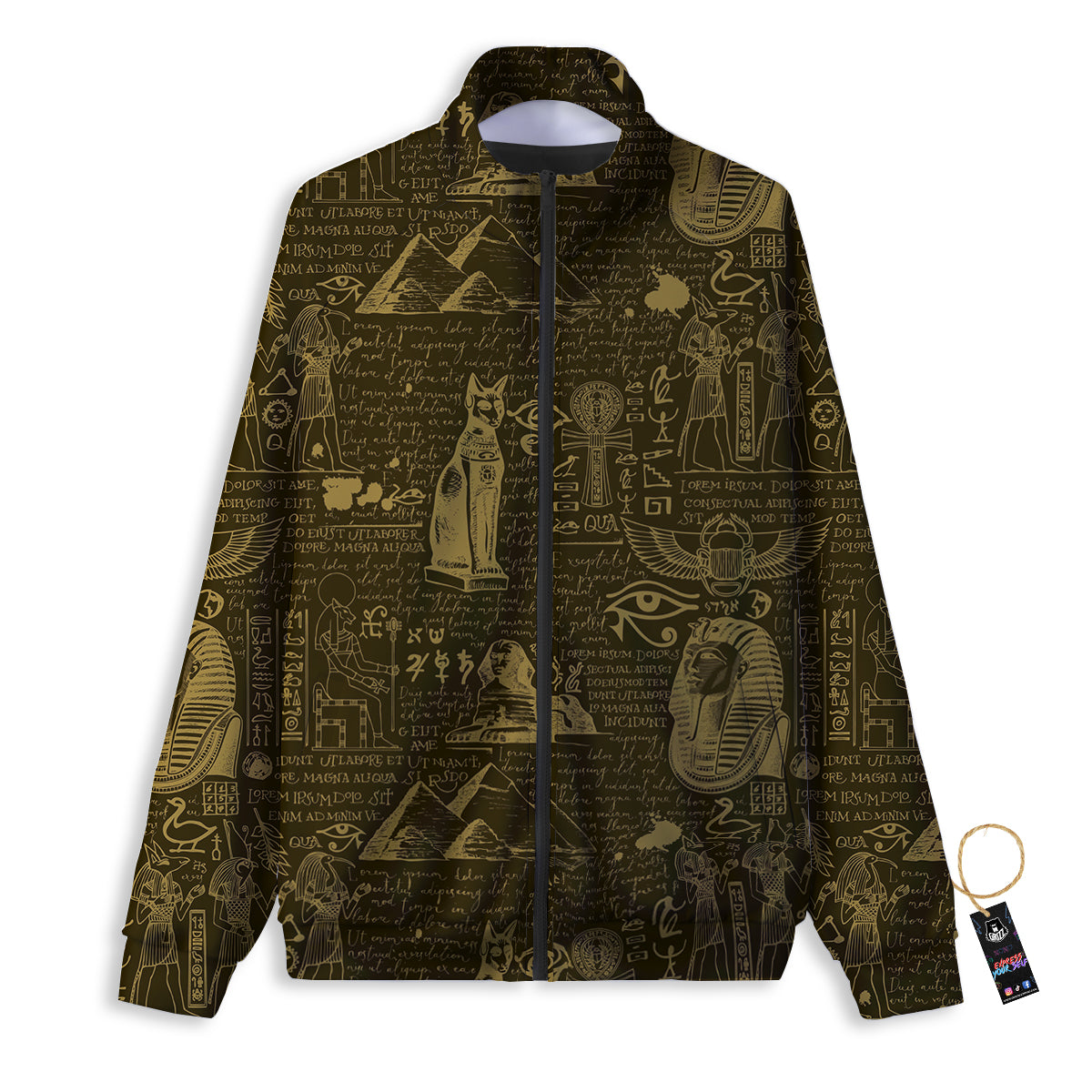 Gold Ancient Egypt Print Pattern Track Jacket-grizzshop