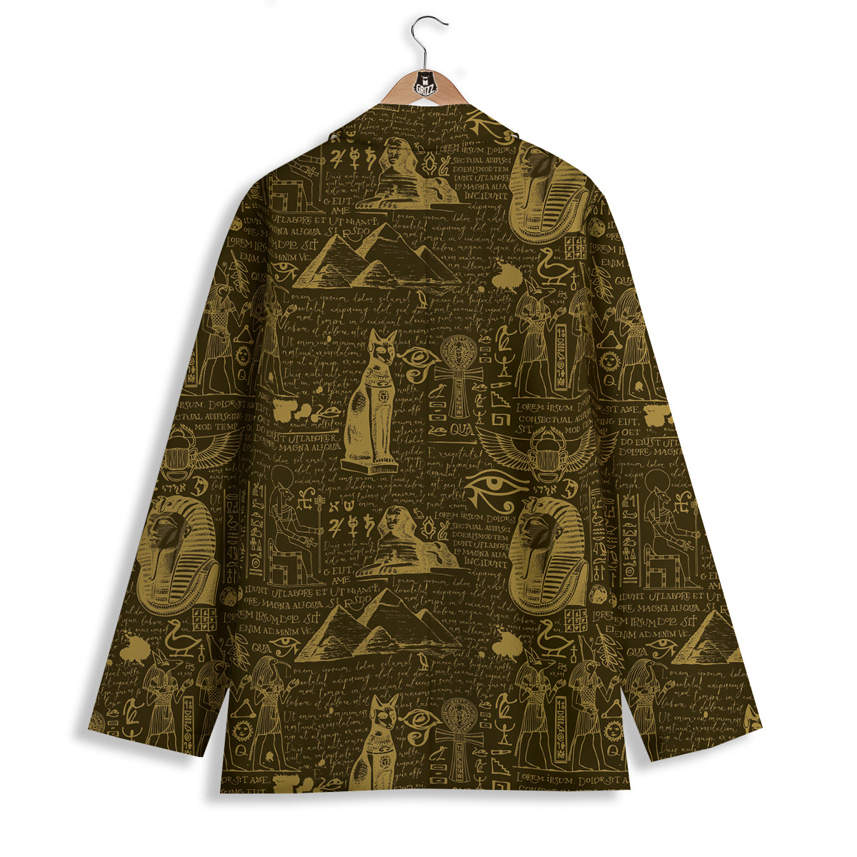 Gold Ancient Egypt Print Pattern Women's Blazer-grizzshop